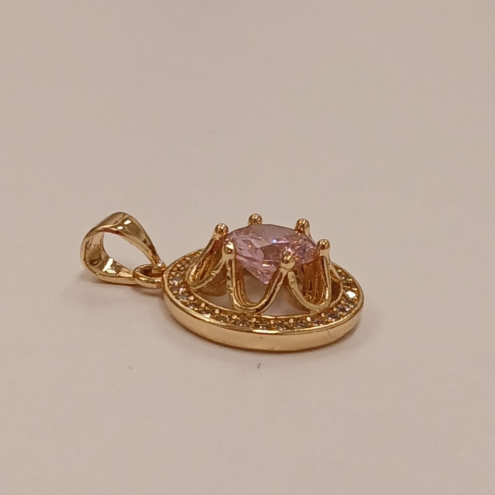 New 18k Goldplated Pink & Gemstone Pendant ¾" Pretty Bird - Picture 4 of 6